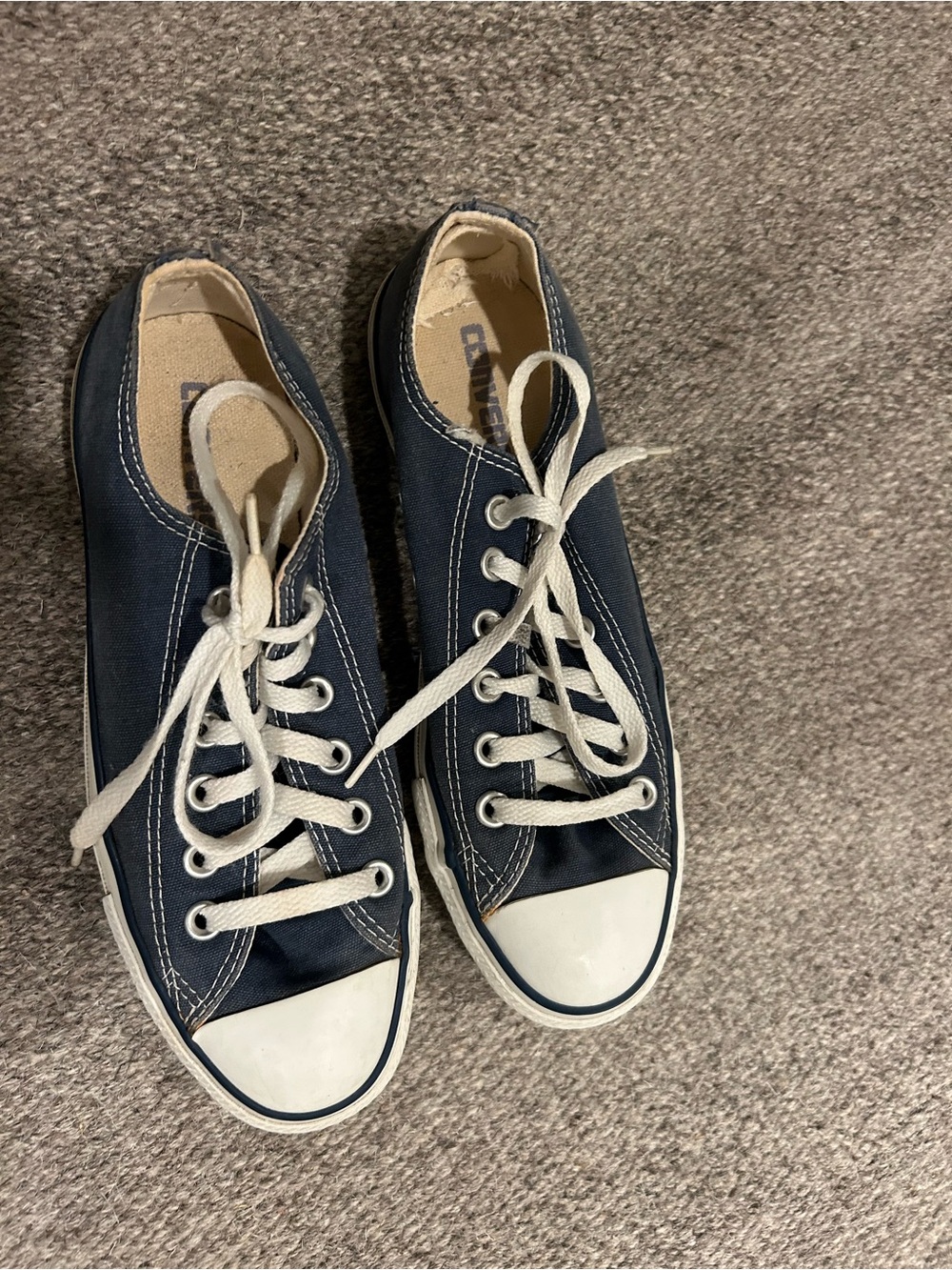 Converse Navy Canvas Low-Top Sneakers with White Toe Caps